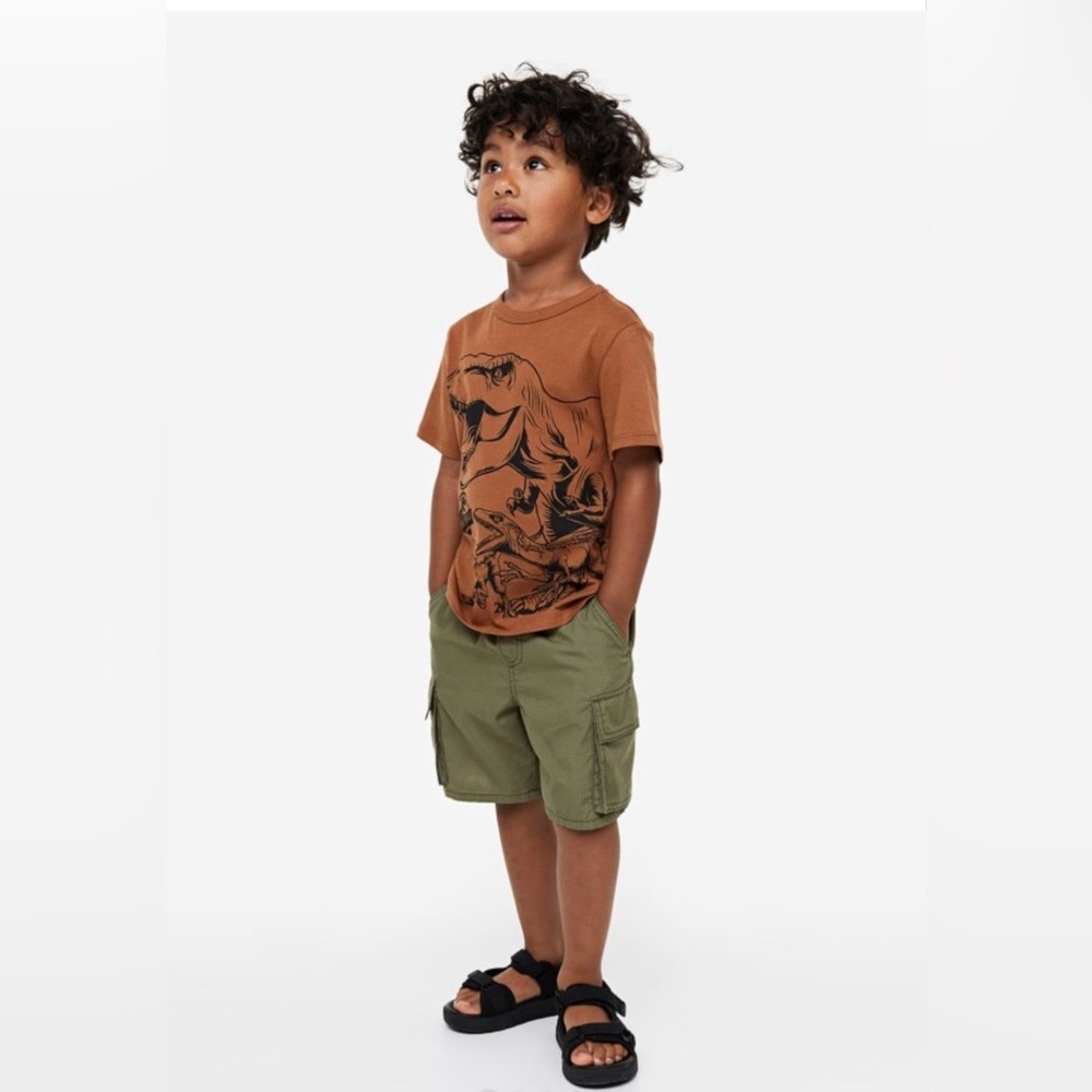 H&M Cotton Cargo Shorts Green - Picture 5 of 7